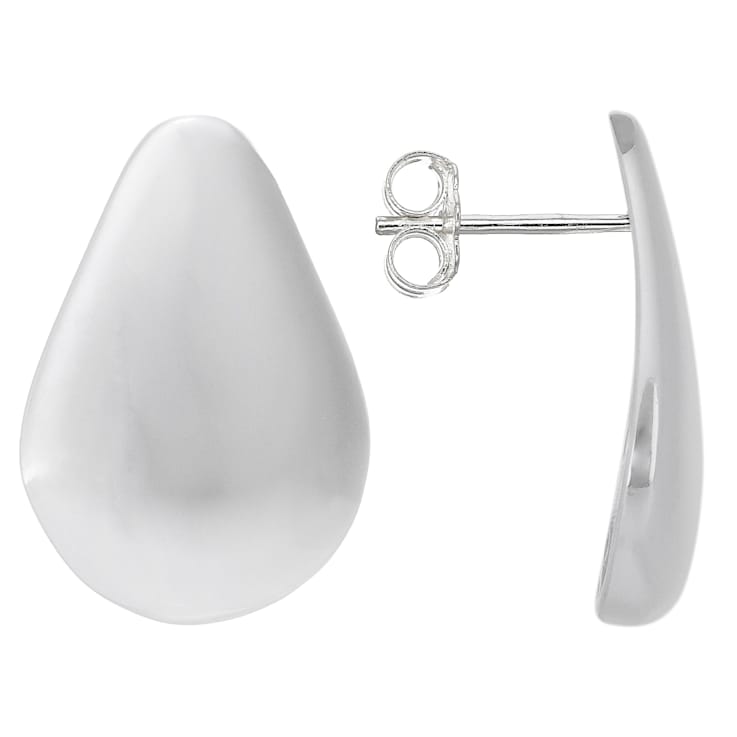 Pear-Shaped Polished Stud Earrings In Sterling Silver