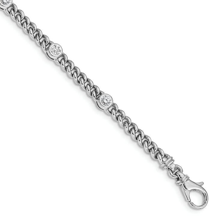Rhodium Over 14k White Gold I1/G-H Diamond Fancy Bracelet 1ctw