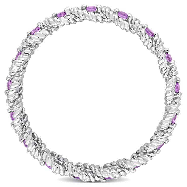 African-Amethyst 10K White Gold Eternity Ring 0.17ctw