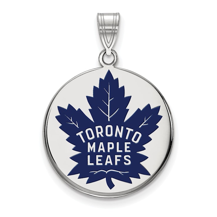 Rhodium Over Sterling Silver NHL LogoArt Toronto Maple Leafs Enamel Pendant