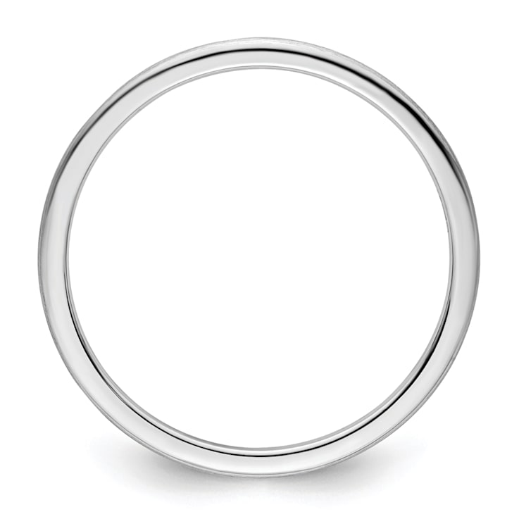 Rhodium Over 10K White Gold 1.2mm Half Round Satin Stackable Expressions Band