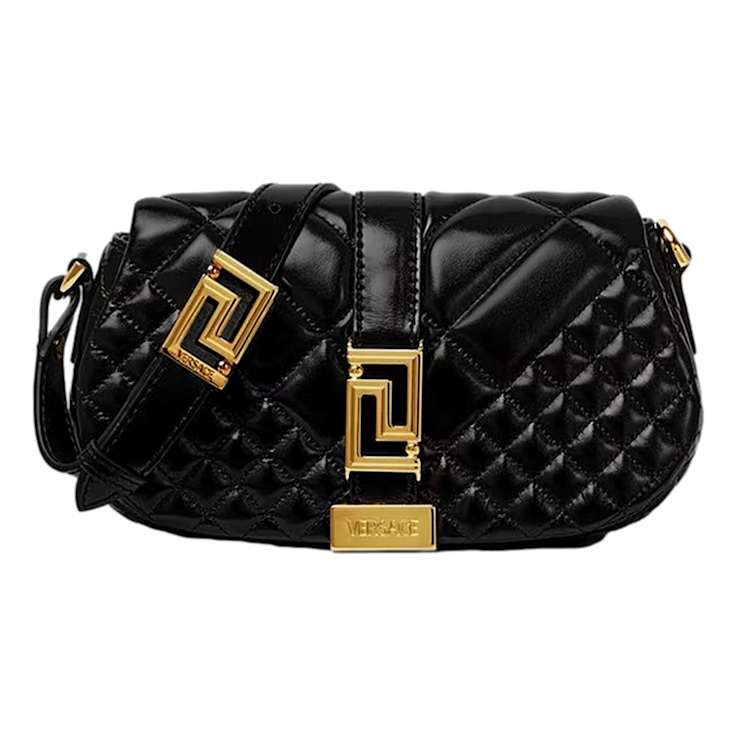【 VERSACE 】 Black Leather Greca Goddess Mini Bag Greca Goddess Mini Bag Black,Gold | VERSACE US