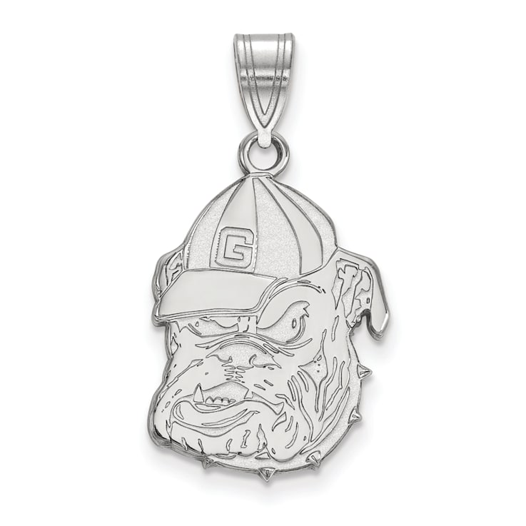 Rhodium Over Sterling Silver LogoArt University of Georgia Large Pendant