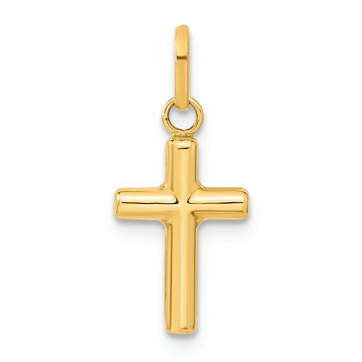 14k Yellow Gold 3D Reversible Cross Pendant