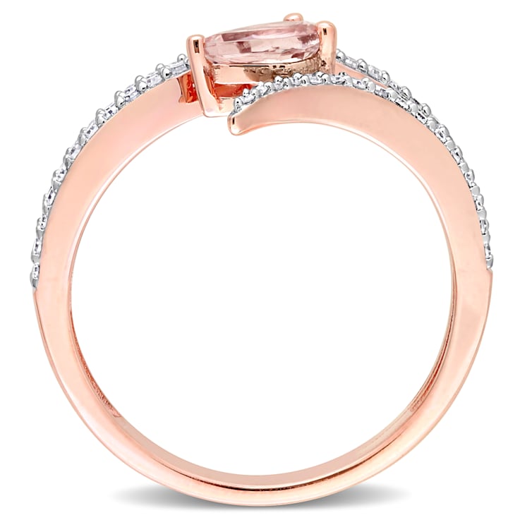 0.37ctw Morganite And 0.25ctw Diamond Accent 10k Rose Gold Ring