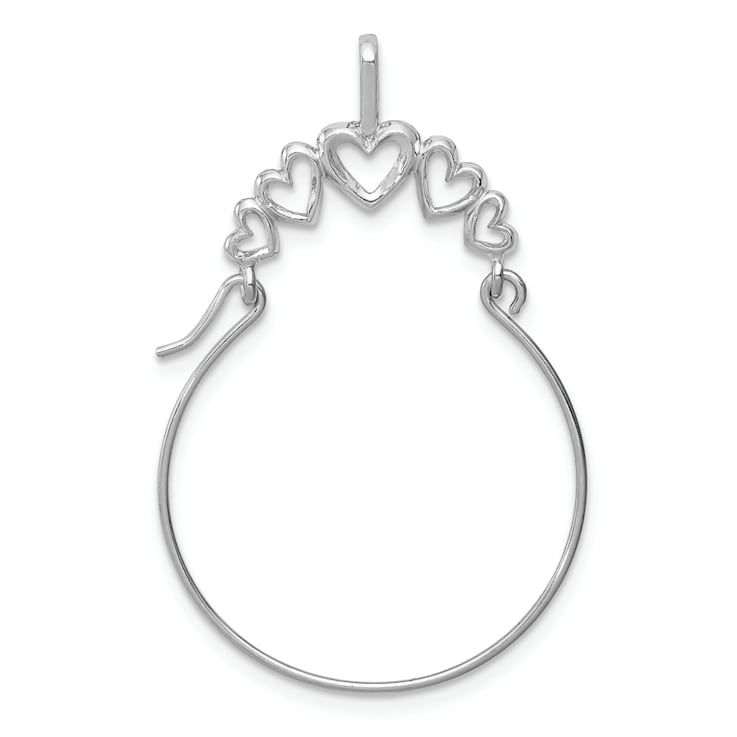 Rhodium Over 14K White Gold Polished 5-Heart Charm Holder