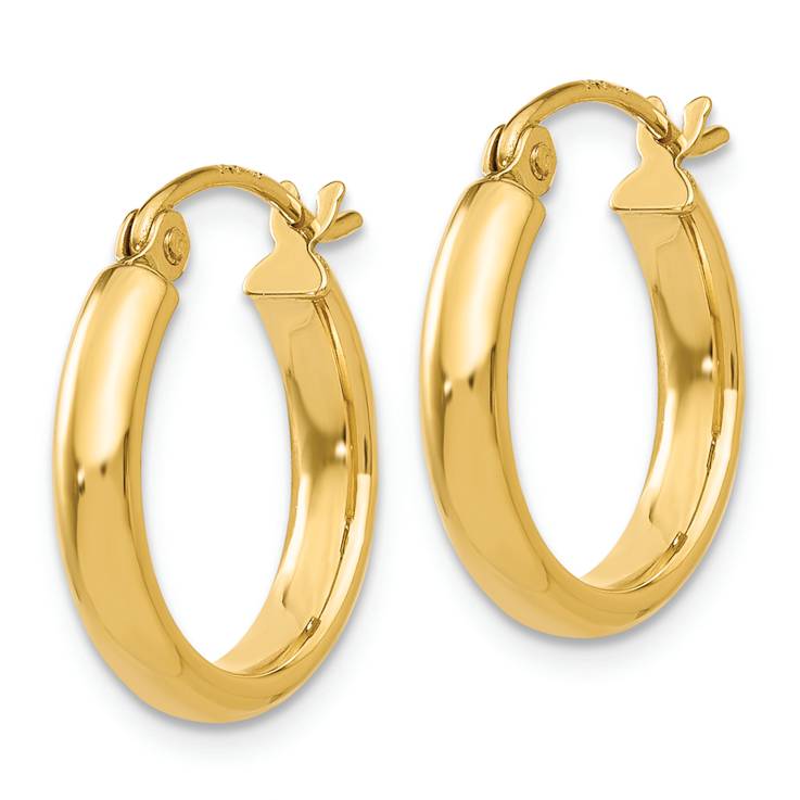 14k Yellow Gold Polished 9/16" Hoop Earrings