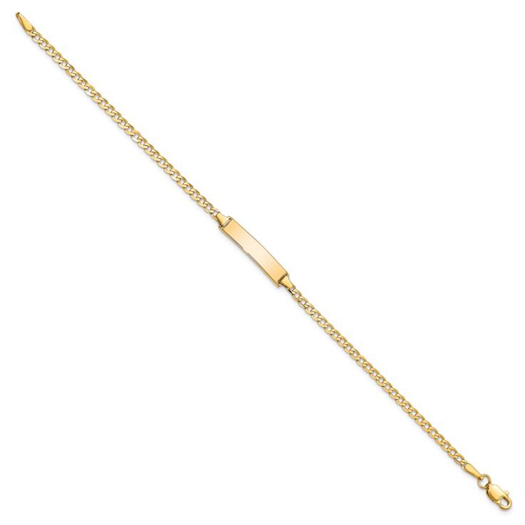 10k Yellow Gold Flat Curb Link ID Bracelet
