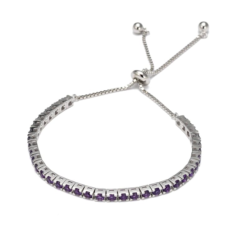Purple Amethyst Rhodium Over Sterling Silver Tennis Bracelet