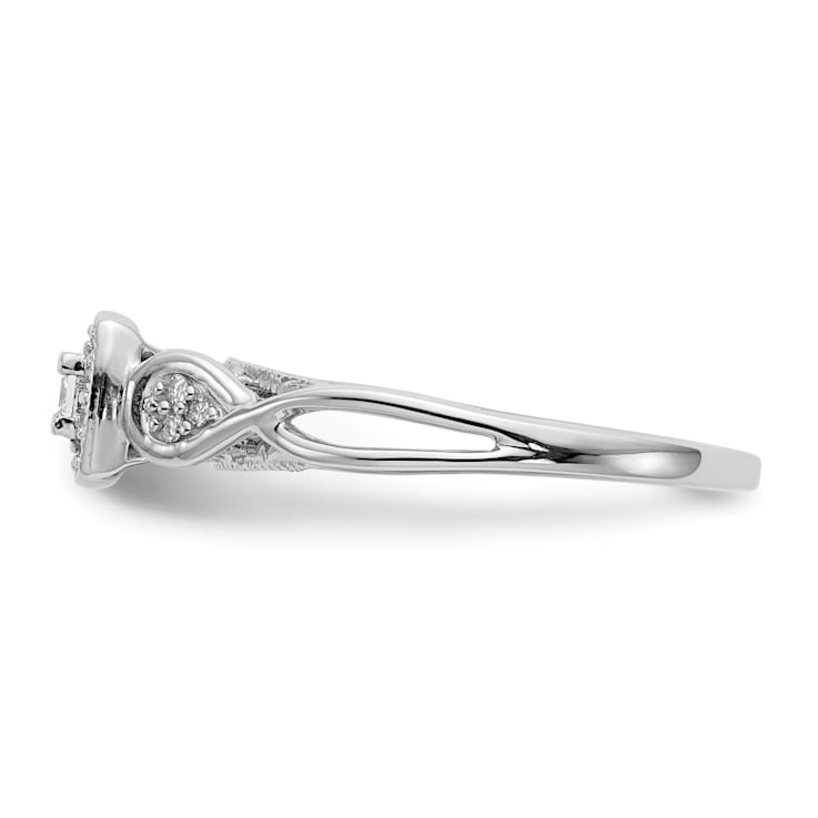 Rhodium Over 14K White Gold Lab Grown Diamond Complete Engagement Ring 0.204ctw