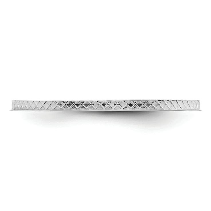 Rhodium Over 10K White Gold 1.2mm Criss-Cross Pattern Stackable
Expressions Band
