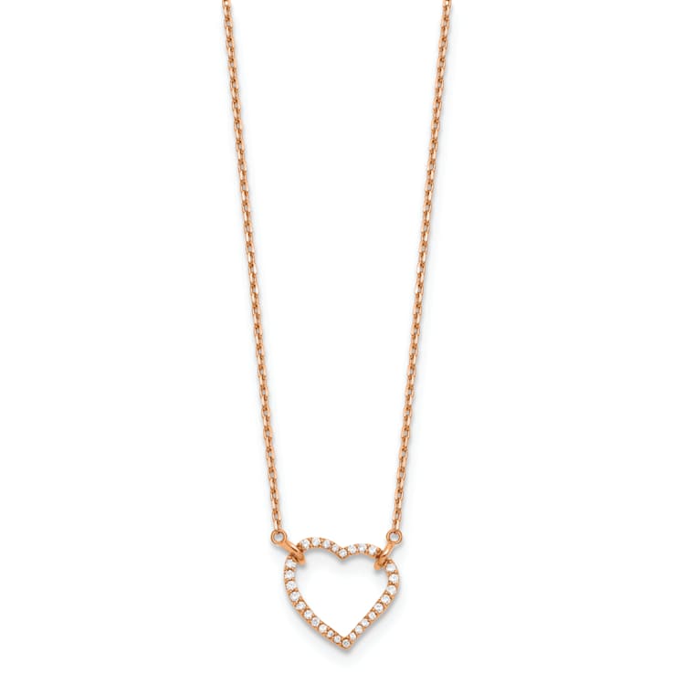14K Rose Gold Lab Grown Diamond Heart Pendant Necklace