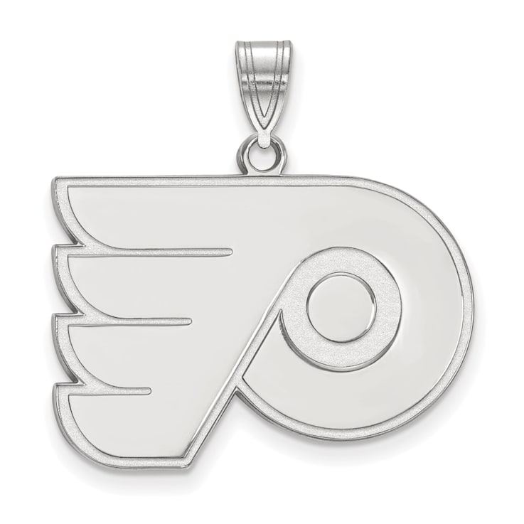 Rhodium Over Sterling Silver NHL LogoArt Philadelphia Flyers Large Pendant