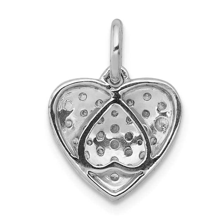 Rhodium Over 14k White Gold Diamond Heart Pendant