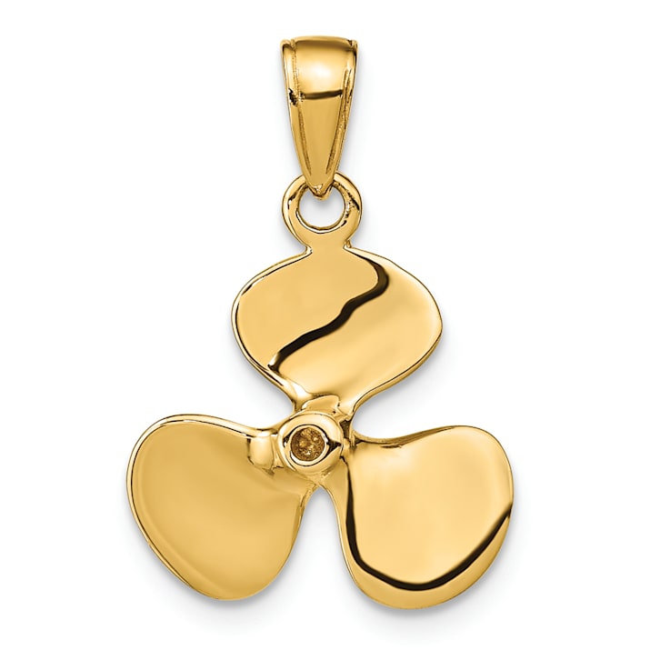 14k Yellow Gold 3D Polished Propeller Pendant