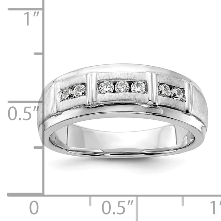 Rhodium Over 14K White Gold Lab Grown Diamond SI1/SI2, G H I, Men's Ring