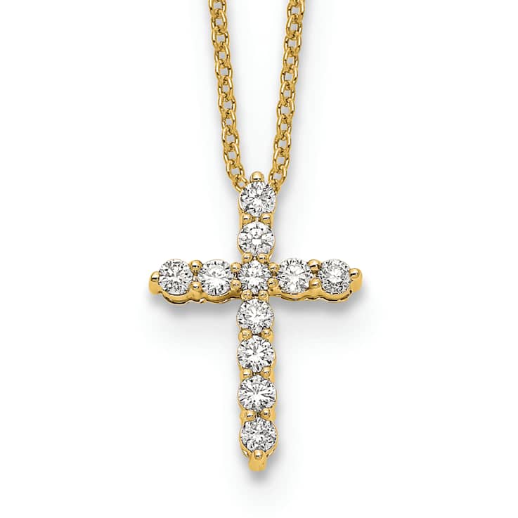 10k Yellow Gold 0.33 ctw Diamond Cross Pendant with 18 inch Cable Chain