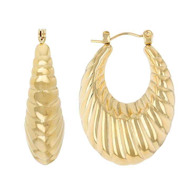 Gold-Tone Oversized Textured Hoop Earrings