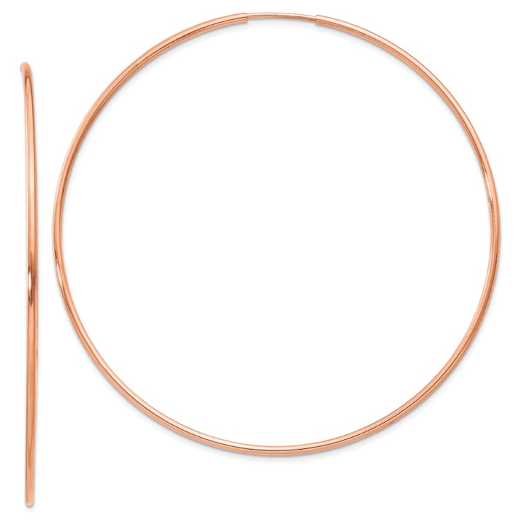14k Rose Gold Polished 2 3/8" Endless Hoop Earrings