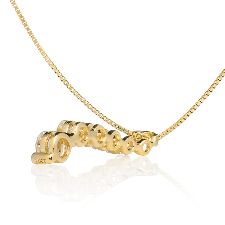 White Cubic Zirconia 14k Yellow Gold Pendant With Chain 0.50ctw