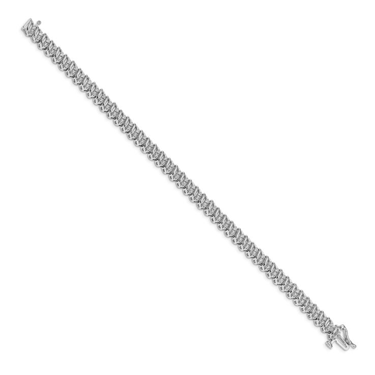 Rhodium Over 14k White Gold Diamond Fancy Bracelet