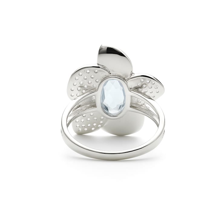 Sky Blue Topaz and White Topaz Sterling Silver Ring