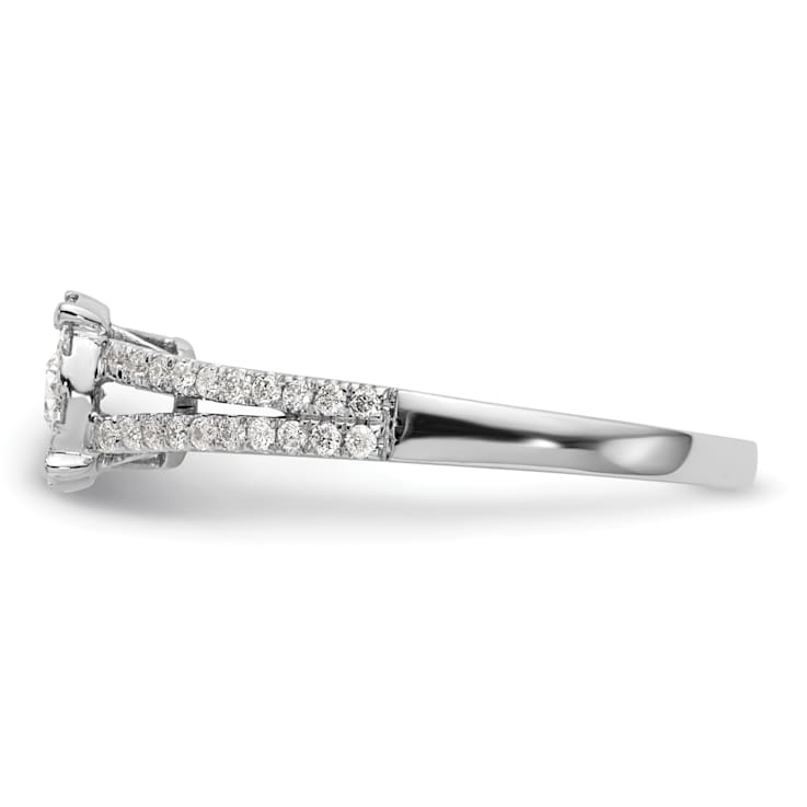 Rhodium Over 14K White Gold Lab Grown Diamond Cluster Engagement Ring 0.475ctw