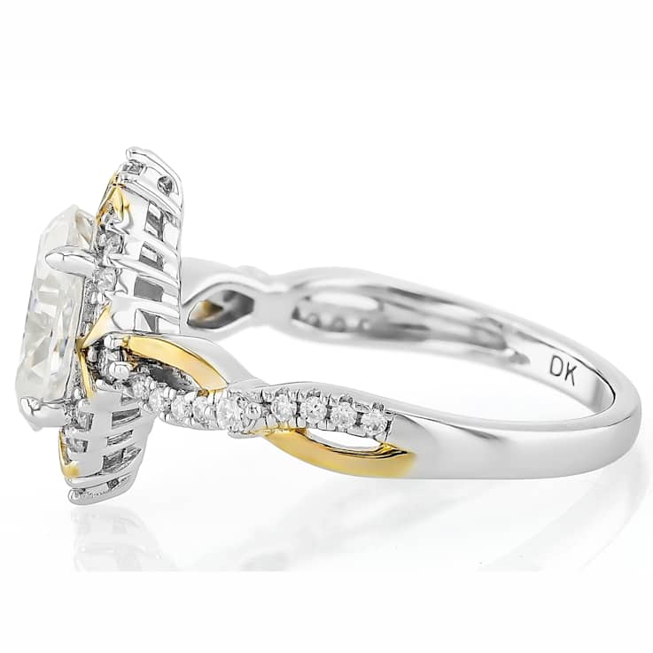 Oval Moissanite Two-Tone Ring In Platinum-Enhanced Sterling Silver With
14k Gold Accents