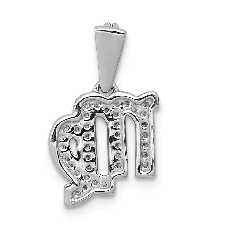 Rhodium Over 14K White Gold Diamond Virgo Zodiac Pendant