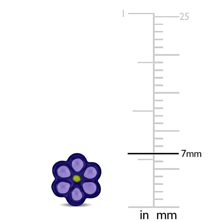 Children's Purple Flower Stud Earrings in Sterling Silver