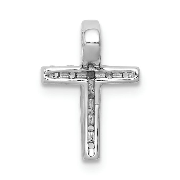 Rhodium Over 14k White Gold Diamond Latin Cross Chain Slide Pendant