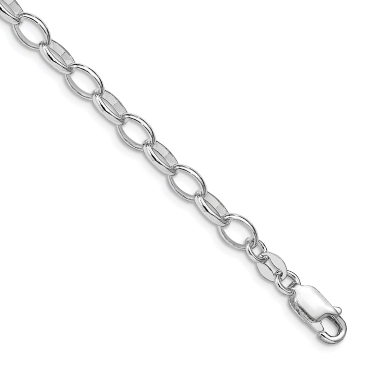Rhodium Over Sterling Silver 5mm Rolo Chain Bracelet