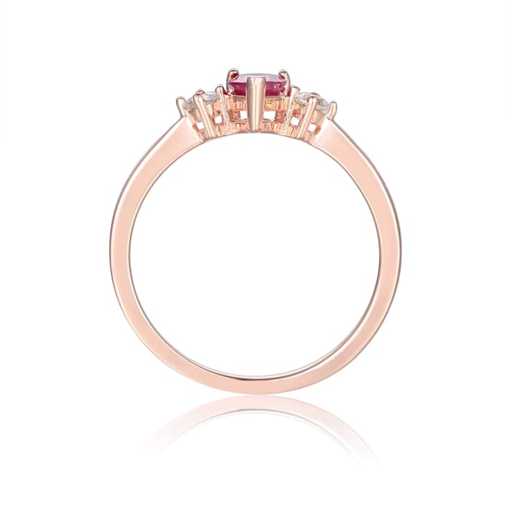 Ruby with White Sapphire Accents 14K Rose Gold Over Sterling Silver
Ring, 0.67ctw