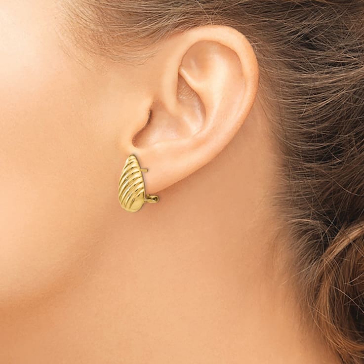 14k Yellow Gold Polished Diagonal Teardrop Stud Earrings