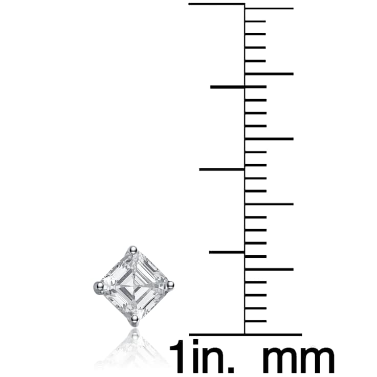 Square CZ Stud Earrings In Sterling Silver
