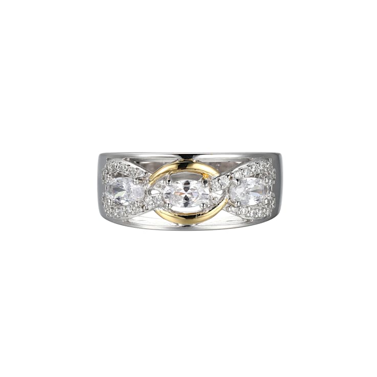 White Cubic Zirconia Platinum and 18k Yellow Gold Over Sterling Silver
Ring 1.26ctw