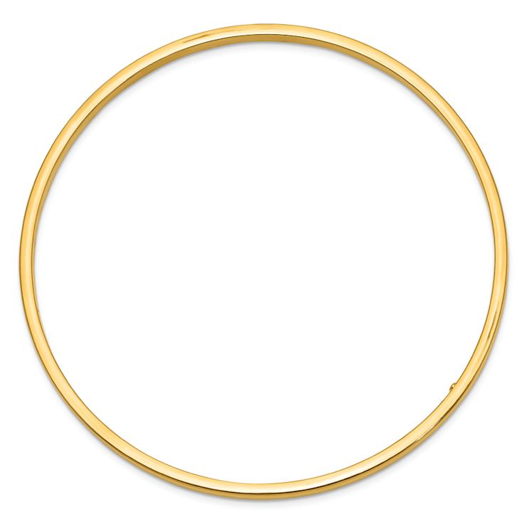 14k Yellow Gold 3mm Polished Square Tube Slip-On Bangle