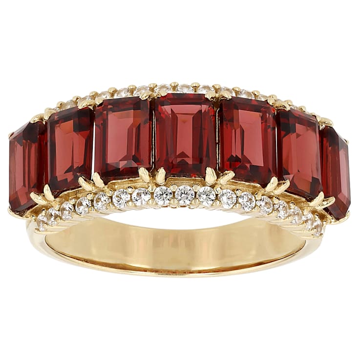 Garnet Rectangular Octagonal Ring In 18K Gold Over Sterling Silver 4.79ctw