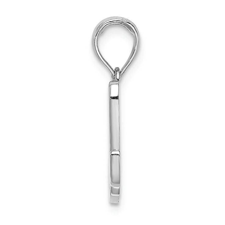 Rhodium Over 14k White Gold Polished Script Letter M Initial Pendant
