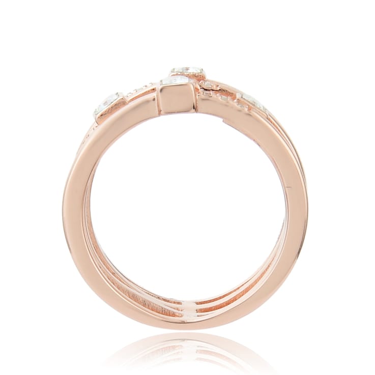 White Topaz and White Sapphire 14K Rose Gold Over Sterling Silver
Multi-Row Open Design Band Ring
