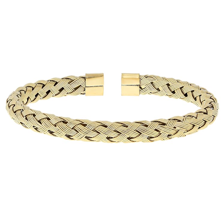 Two-Tone Woven Cuff Bracelet Set Of 3 6.7mm