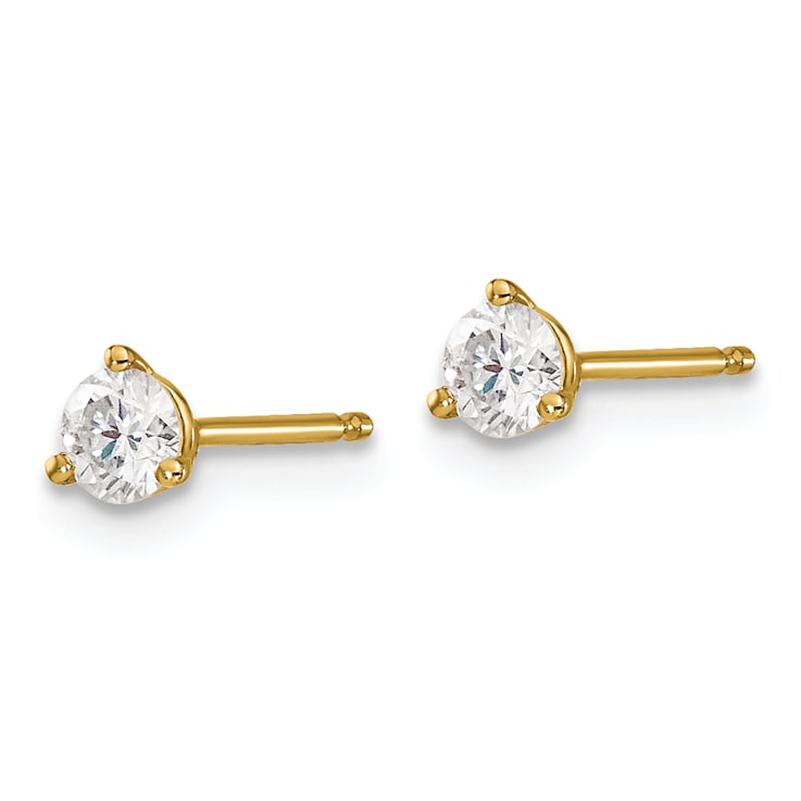 14K Yellow Gold 1/3ct. 3.5mm Round J-K Color Moissanite Earrings