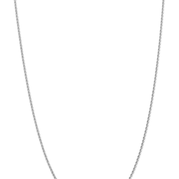 Rhodium Over 14k White Gold 2mm Solid Rope 22 Inch Chain