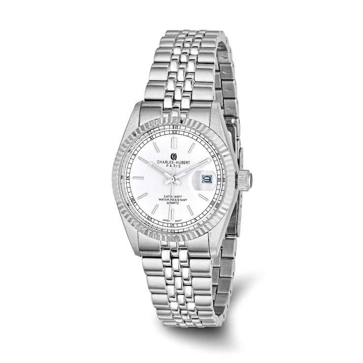 Men's Charles Hubert Stainless Steel Off White Dial Watch