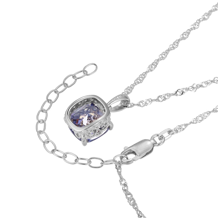 Blue And White Cubic Zirconia Platinum Over Silver December Birthstone
Pendant With Chain 6.72ctw