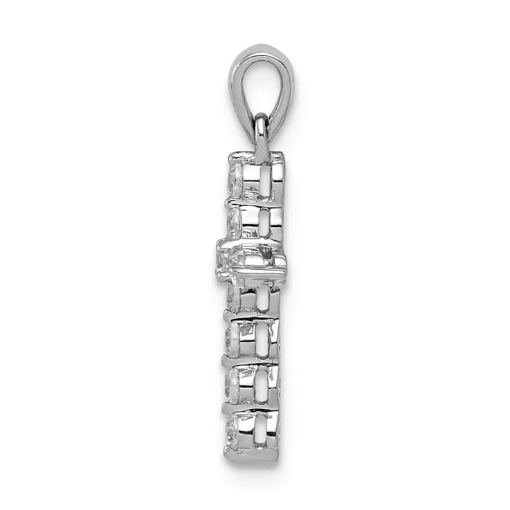 Rhodium Over 10k White Gold 0.20 ctw Diamond Cross Pendant