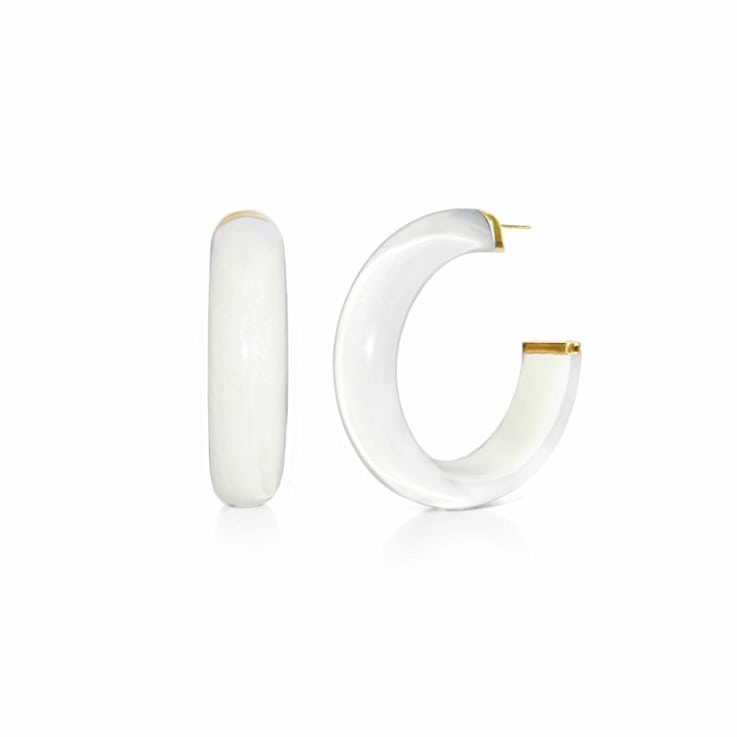 14K Yellow Gold Over Sterling Silver Small Illusion Acrylic Hoop
Earrings in Dove