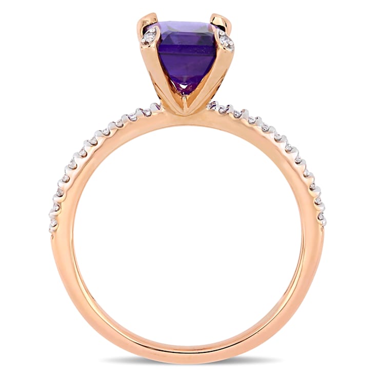 African-Amethyst 10K Rose Gold Ring 1.6ctw