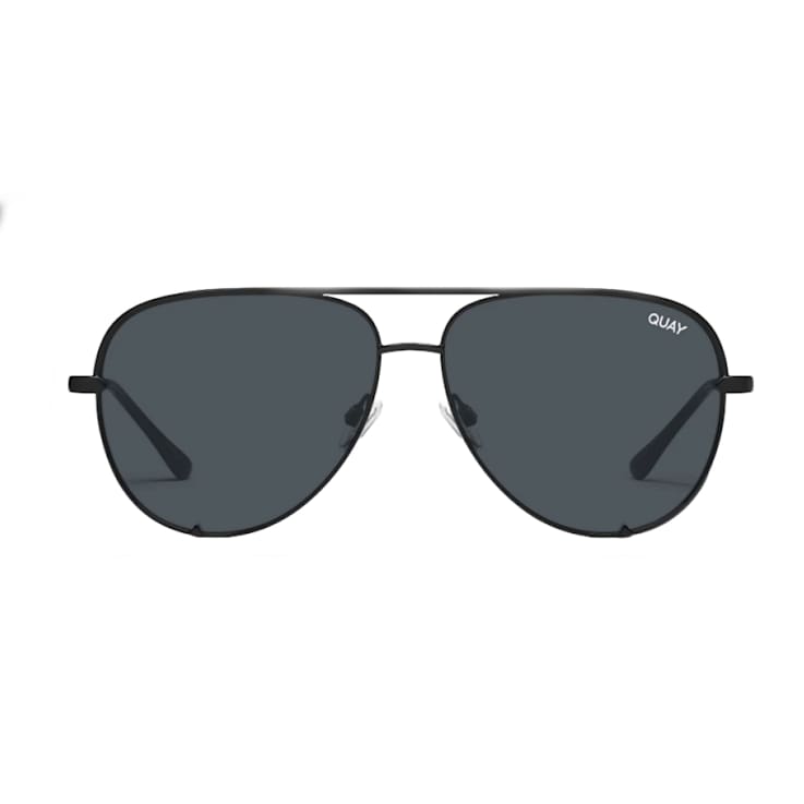 Quay High Key Mini Black Aviator Frame / Smoke Polarized Lenses Sunglasses