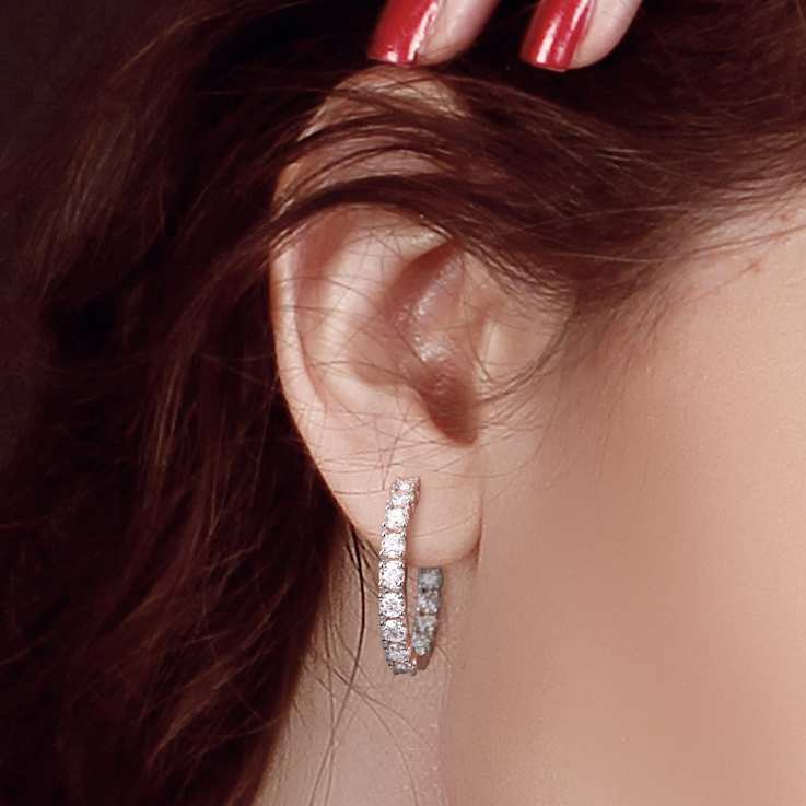 3.0ctw Created Moissanite Inside-Outside Hinged Hoop Earrings in
Sterling Silver